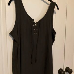 Maurices Charcoal Lace-Up Tank Top